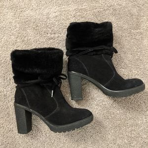 Michael Kors Rabbit Fur Suede Block heel booties